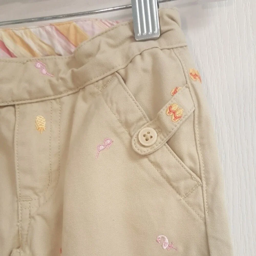 Carter's Khaki Capri Pant Flamingos Pineapple